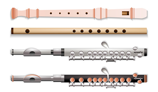 set flute musical instrument in 

different color.
