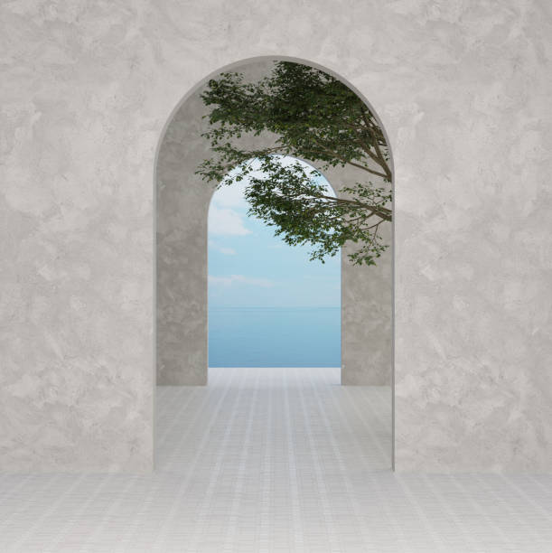 istock 3D rendering Concrete Archway  Leads to the Sea, Concrete Arch W 1455774530