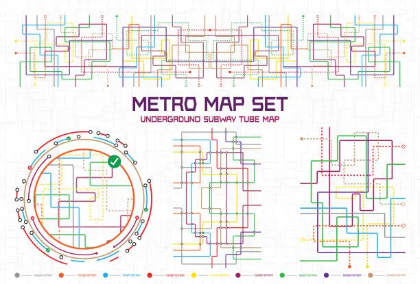 Vector illustration of DLR and Crossrail map design template. Live strokes included.