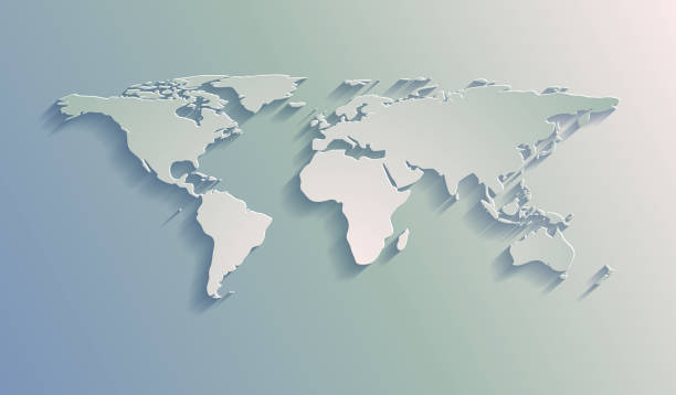 World map with paper cut effect on blank background Map of World with a realistic paper cut effect isolated on white background. Vector Illustration (EPS10, well layered and grouped). Easy to edit, manipulate, resize or colorize. world map stock illustrations