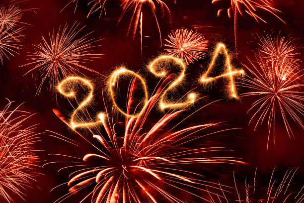 istock Sparkling New Year 2024 with fireworks 1455778496
