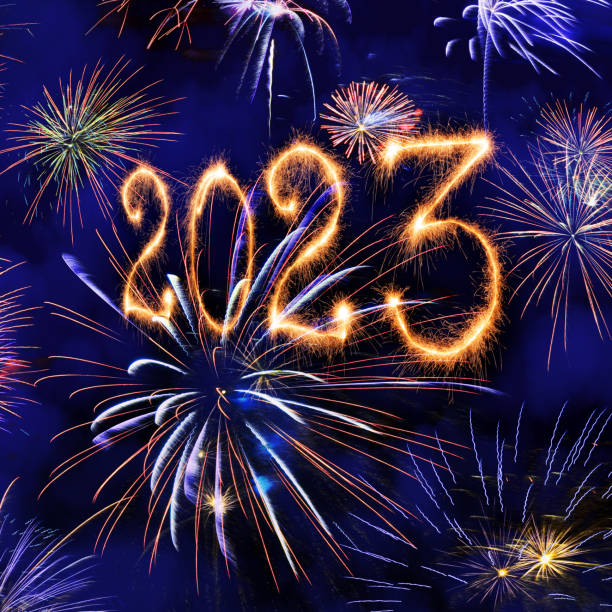 istock Sparkling New Year 2023 with fireworks 1455778515
