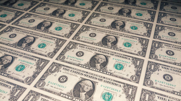1$ american money front side printing - geld drucken stock-fotos und bilder