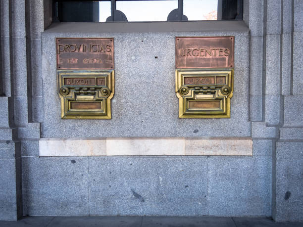 istock Mailbox, longitudinal opening through which mail is dropped, located in the Madrid post office 1455785163
