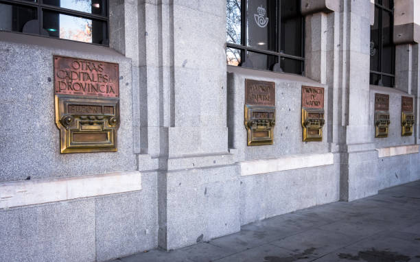 istock Mailbox, longitudinal opening through which mail is dropped, located in the Madrid post office 1455785168