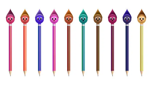 Vector illustration of funny puppet head pencil from 90s and 2000s, 90s kids nostalgia vector illustration.