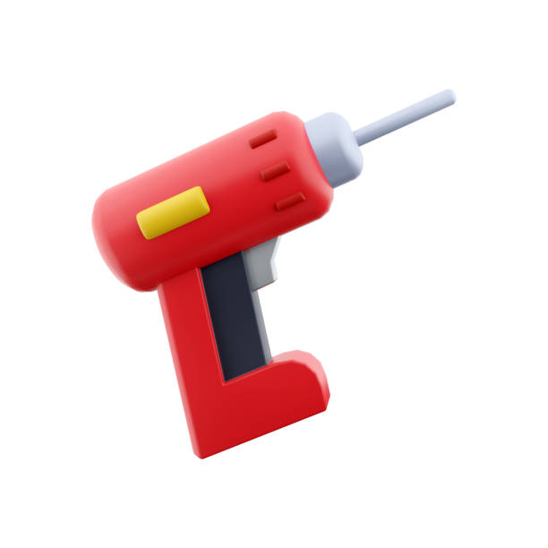 istock 3D rendering of a rechargeable and cordless drill on a white background. 3D rendering, drill icon 1455788163