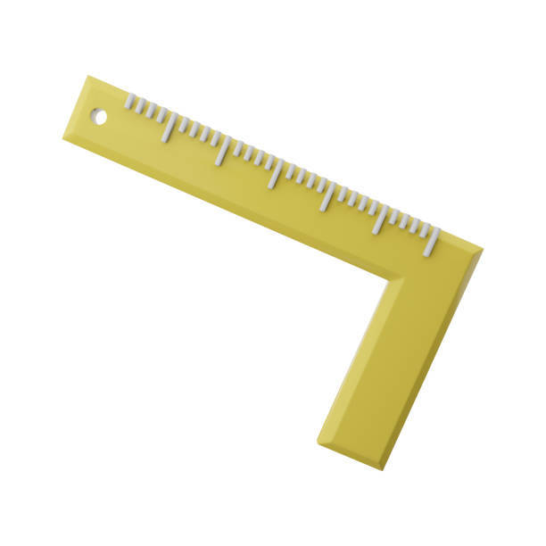 3d render Building yellow corner ruler tape measuring tool 3d rendering illustration. 3d render corner ruler icon