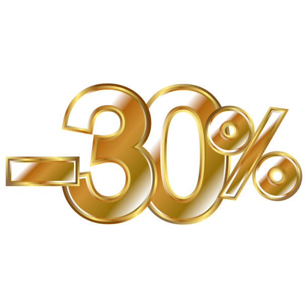 istock Discount minus 30 percent, golden shiny numbers banner element 1455792061