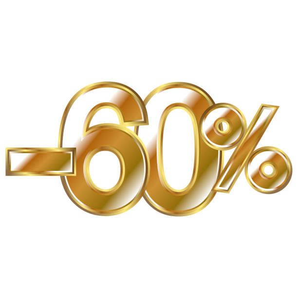 istock Discount minus 60 percent, golden shiny numbers banner element 1455792094