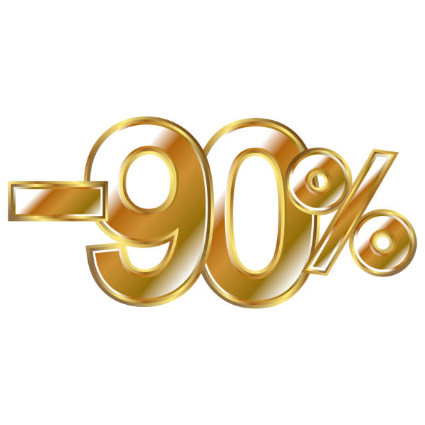 istock Discount minus 90 percent, golden shiny numbers banner element 1455792148