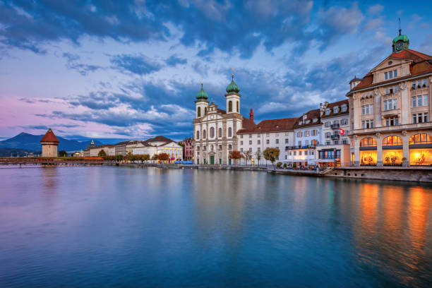 istock Downtown Lucerne Switzerland Night Skyline 1455794088