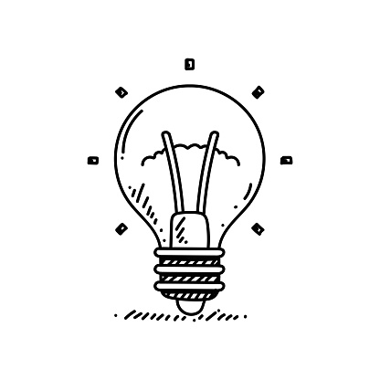 Light Bulb Line icon, Sketch Design, Pixel perfect, Editable stroke. Brainstorming, Ideas.