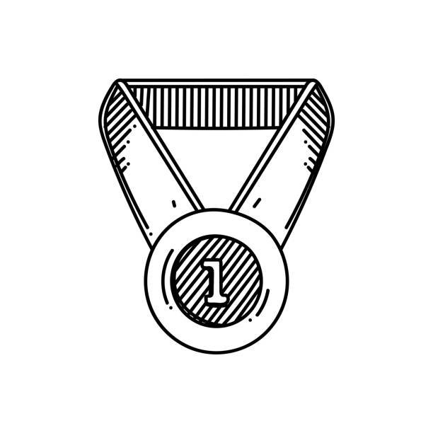 Medal Line icon, Sketch Design, Pixel perfect, Editable stroke. Award, Winner, First Place, Number One. Medal Line icon, Sketch Design, Pixel perfect, Editable stroke. Award, Winner, First Place, Number One. medallist stock illustrations