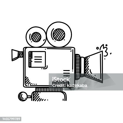 istock Movie Camera Line icon, Sketch Design, Pixel perfect, Editable stroke. 1455799789