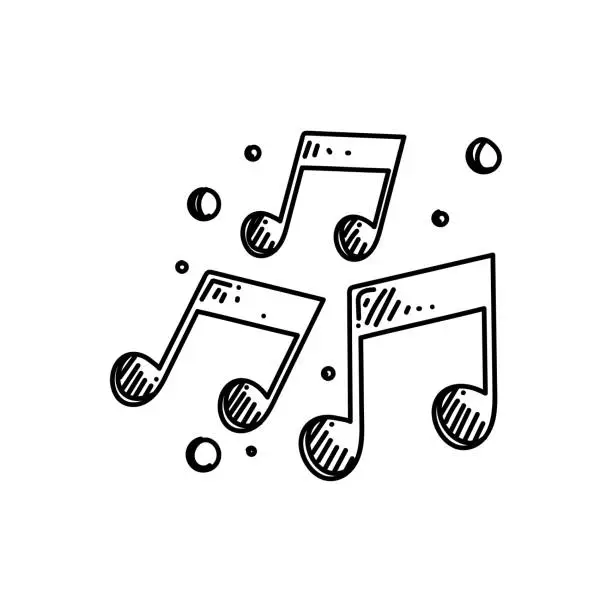 Vector illustration of Musical Note Line icon, Sketch Design, Pixel perfect, Editable stroke. Music, Entertainment.