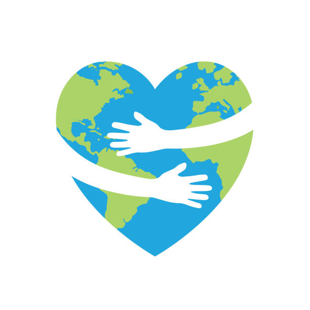 ilustrações, clipart, desenhos animados e ícones de salve o planeta, abraço da terra, ícone, vetor. - dia-mundial-da-terra