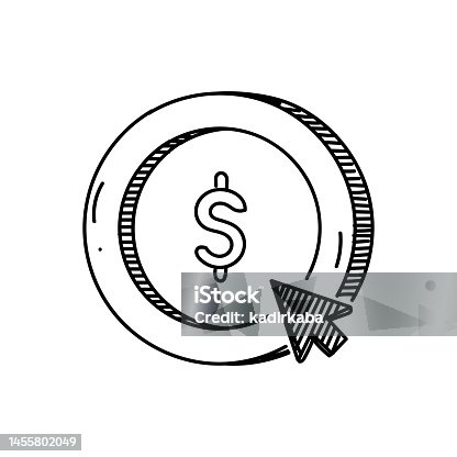 istock Pay Per Click Line icon, Sketch Design, Pixel perfect, Editable stroke. Money, E-Commerce, Marketing. 1455802049