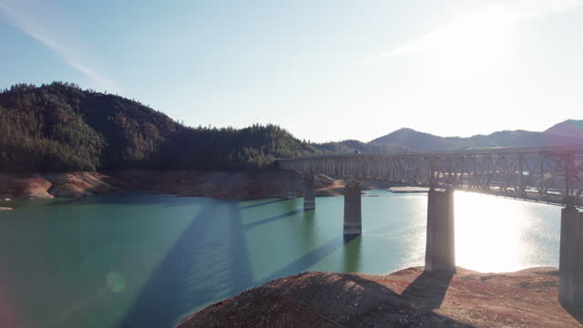 Drone View of the Pit River Bridge over Lake Shasta, CA