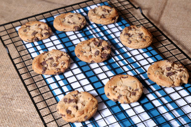 Free Stock Photo of Chocolate Chip Cookies Cooling on a Cooling Rack ...
