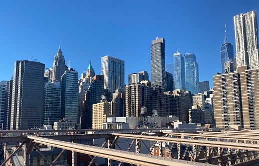 Manhattan skyline from Brooklyn Bridge, New York City