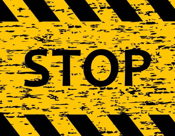 Vector illustration of Stop. Do not cross. Increased danger. The tape is protective yellow with black. Caution and warning.