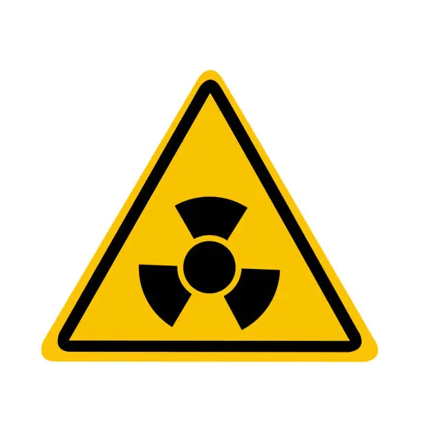 Vector illustration of A yellow triangle with a shamrock inside. Sign of radioactive danger. Caution and warning.