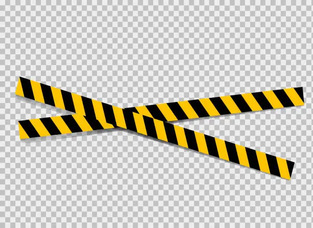 Vector illustration of A warning. Caution. Increased danger. The tape is protective yellow with black. Stop. Do not cross.