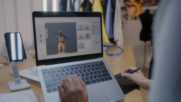 istock Female designer develops 3D design of clothes 1455816425