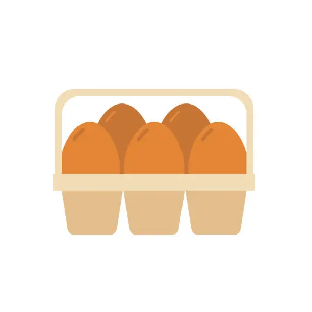 Vector illustration of Brown Eggs Agriculture Icon In Flat Colors On A Transparent Background