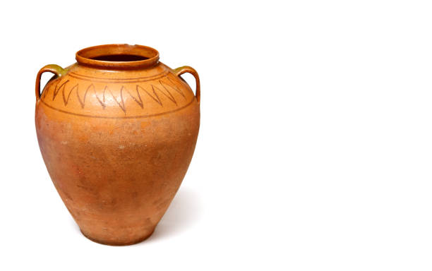 Antique greek amphora, vintage clay pot stock photo