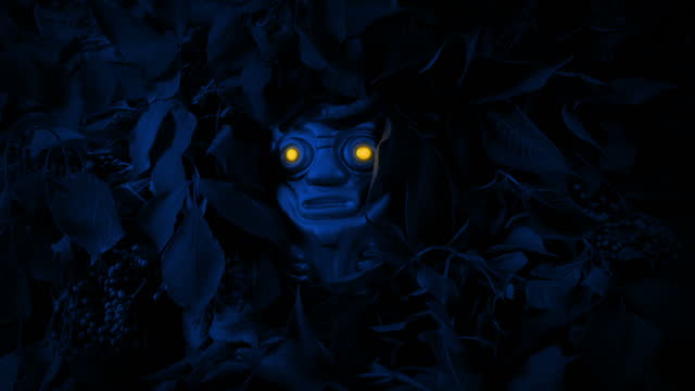 Yellow Eyes Glow On Aztec Idol In The Jungle