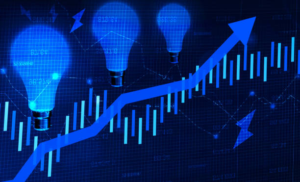 istock Increase in electricity prices and bills concept background with blue graph and light bulbs in the backdrop. Electricity prices wallpaper 1455822902