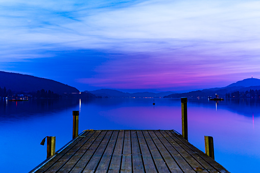 Beautiful Sunrise in Austria at lake woerth, beautiful colors
