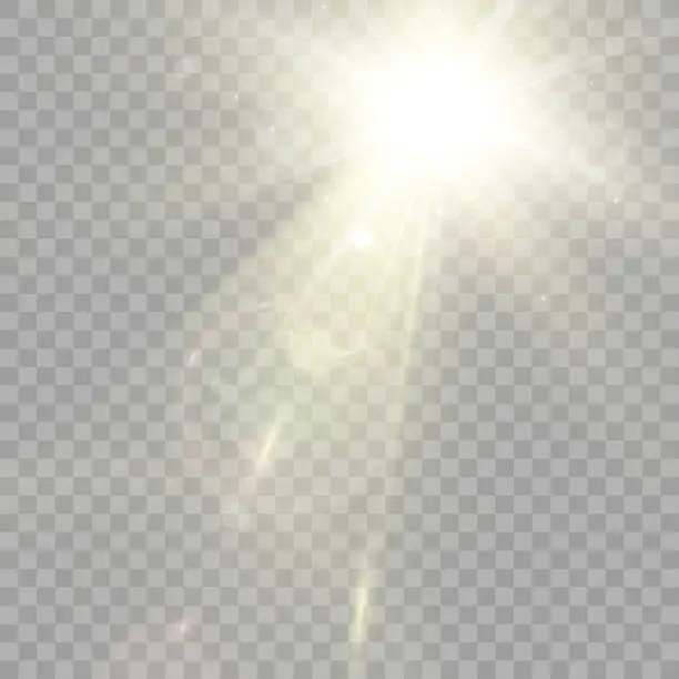 Vector illustration of Vector transparent sunlight special lens flare light effect. Bright beautiful star. Light from the rays.