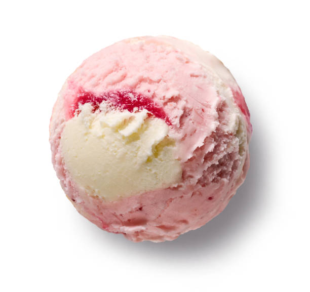バニラとストロベリーアイスクリーム - vanilla ice cream ice ice cream organic ストックフォトと画像