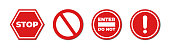 istock Red STOP sign. Set of stop signs , vector icon . Do not enter. Warning stop sign . Vector illustration . 1455837953