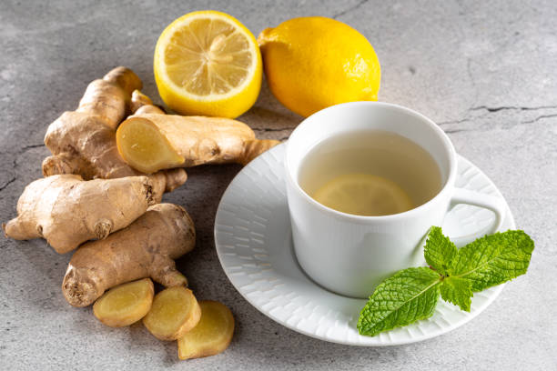 istock Ginger tea with Sicilian lemon and mint. 1455841886