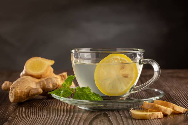 istock Ginger tea with Sicilian lemon and mint. 1455842036