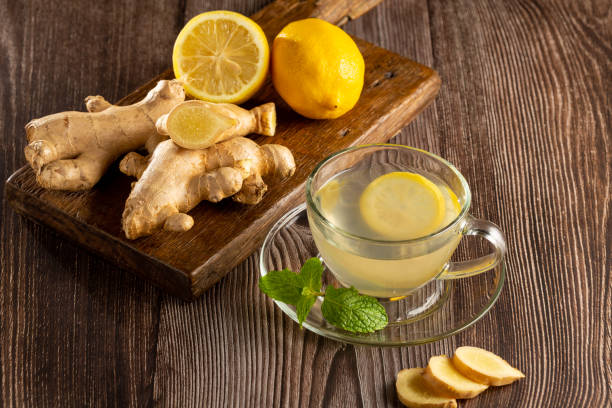 istock Ginger tea with Sicilian lemon and mint. 1455842052