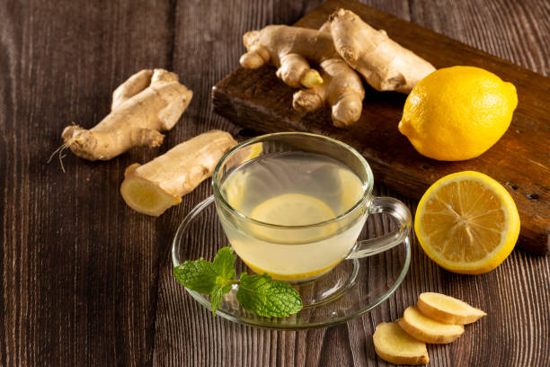 istock Ginger tea with Sicilian lemon and mint. 1455842056