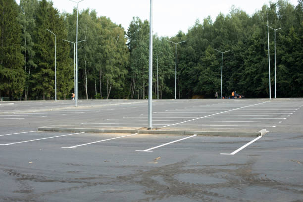 istock Empty parking. Large area for cars. Parking place. 1455846128