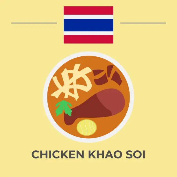 Vector illustration of Chicken Khao Soi