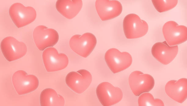 istock Floating pink hearts balloon on pink background. Valentine's day or wedding concept. 3D illustration. 1455848723
