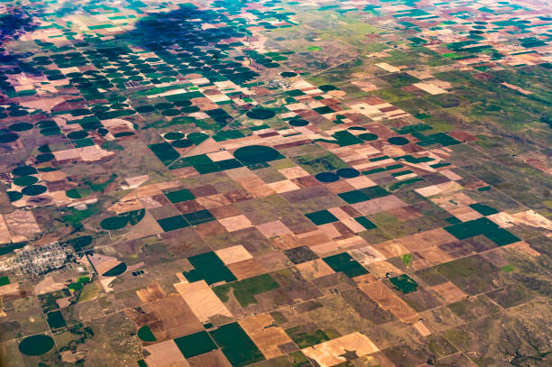 istock Earth from above, aerial landscape crop circles and agricultural fields patterns 1455852524