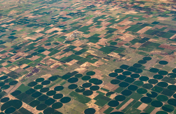 istock Earth from above, aerial landscape crop circles and agricultural fields patterns 1455853096