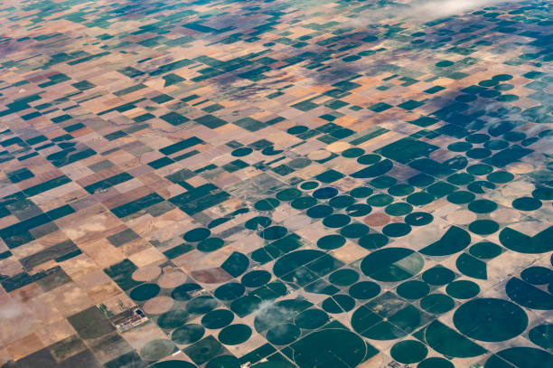istock Earth from above, aerial landscape crop circles and agricultural fields patterns 1455853190