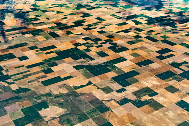 istock Earth from above, aerial landscape crop circles and agricultural fields patterns 1455853227
