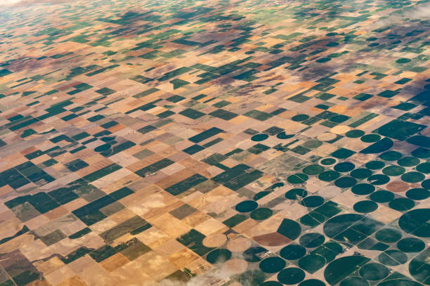 istock Earth from above, aerial landscape crop circles and agricultural fields patterns 1455853228