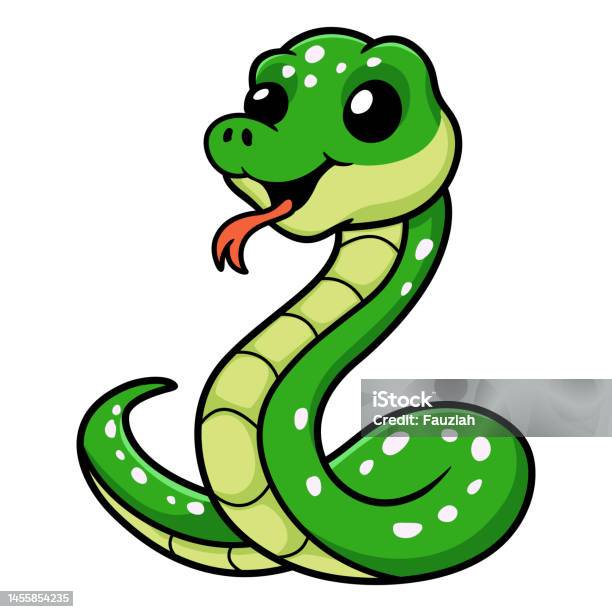 Cute Green Tree Python Cartoon Stock Illustration - Download Image Now ...